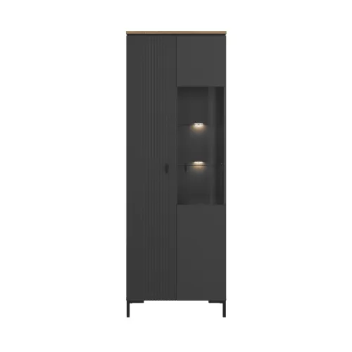 Шкаф-витрина с подсветкой San Gimignano антрацитовый/дуб нокс REG1D1W