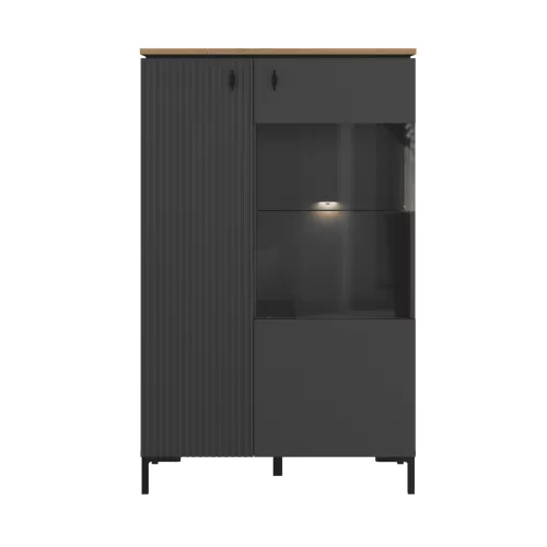 Шкаф-витрина с подсветкой San Gimignano антрацитовый/дуб нокс REG1D1W/140